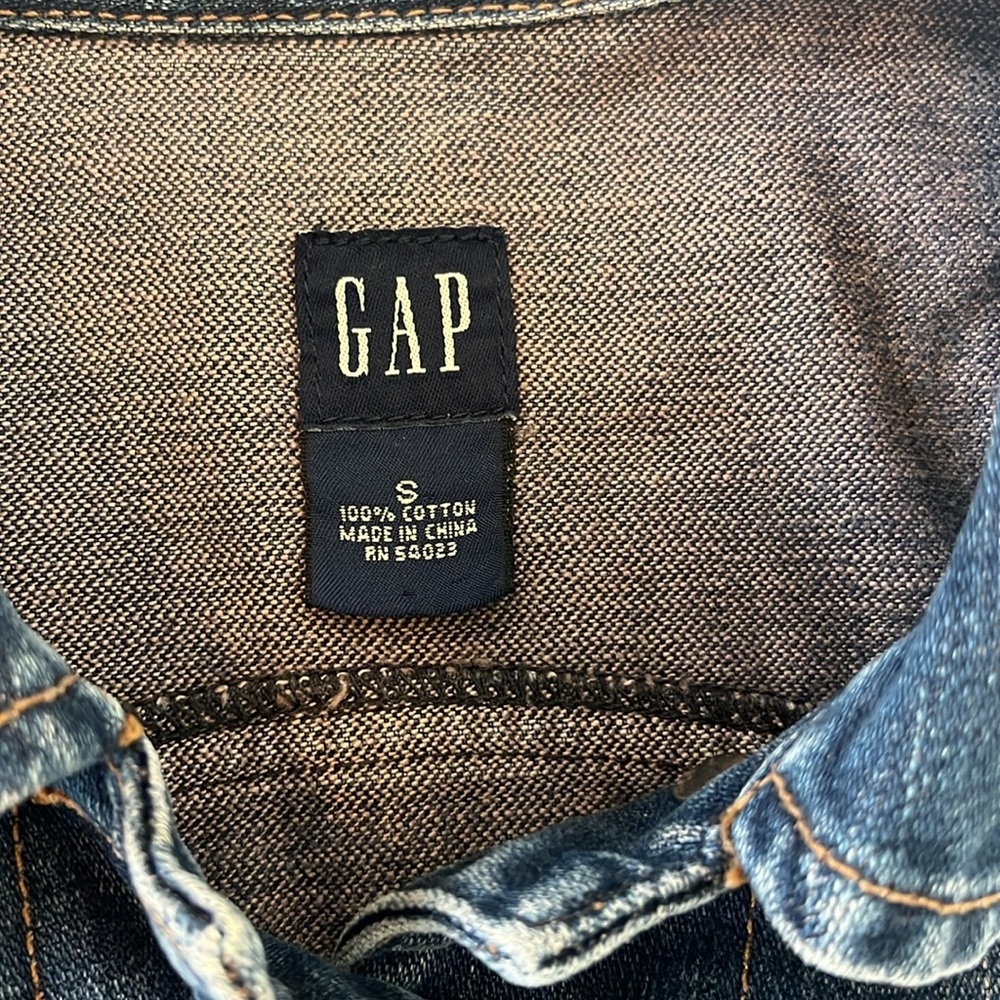 GAP Vintage Blue Denim Vest Women Small Bikercore - Picture 3 of 4